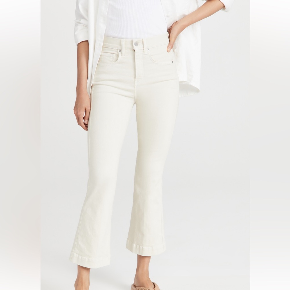 Veronica Beard Carson High Rise Ankle Flare Jeans In White